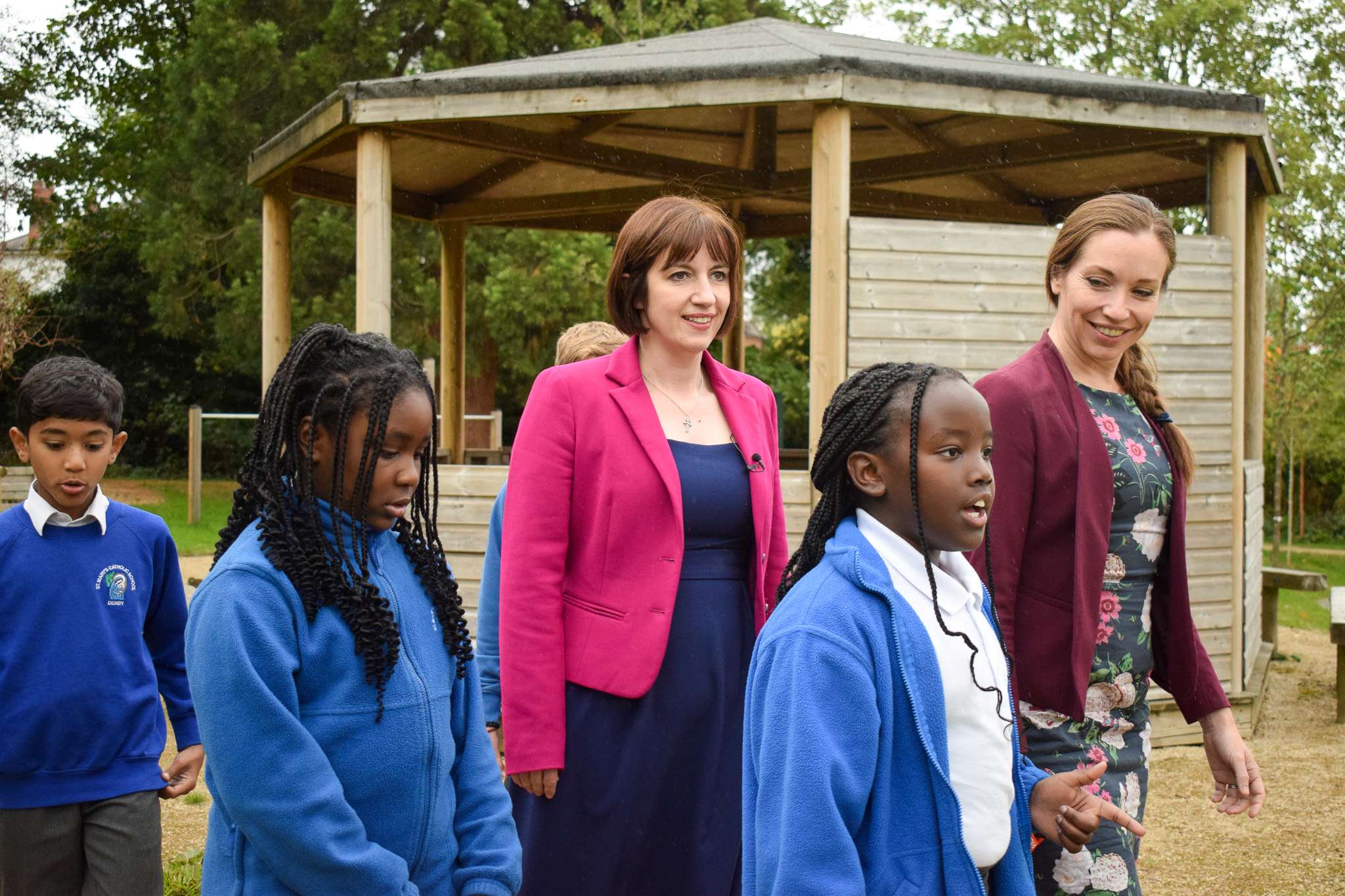 Bridget Phillipson MP (pink Jacket) With Catherine Atkinson MP And Pupils At St Mary's